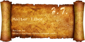 Halter Tibor névjegykártya